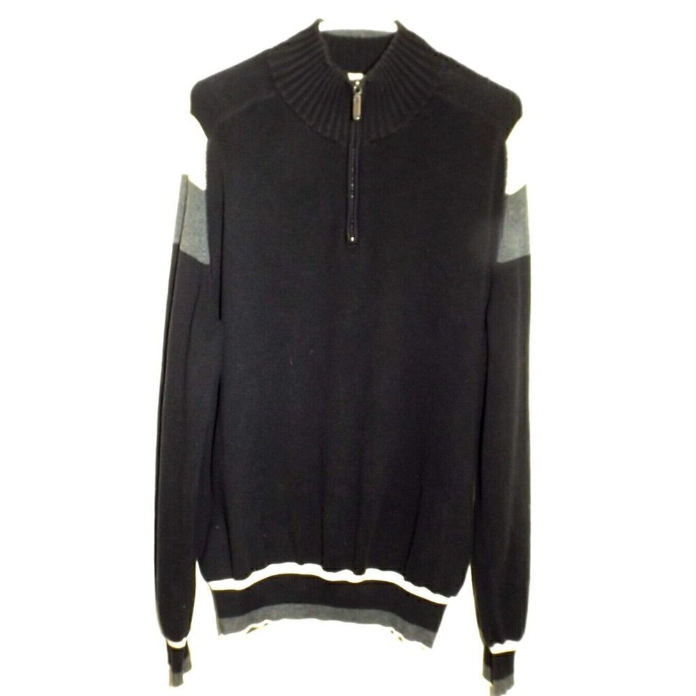 Eddie Bauer Mens XL 1/4 Zip Pullover Sweater  Colorblock Raglan Sleeve Cotton